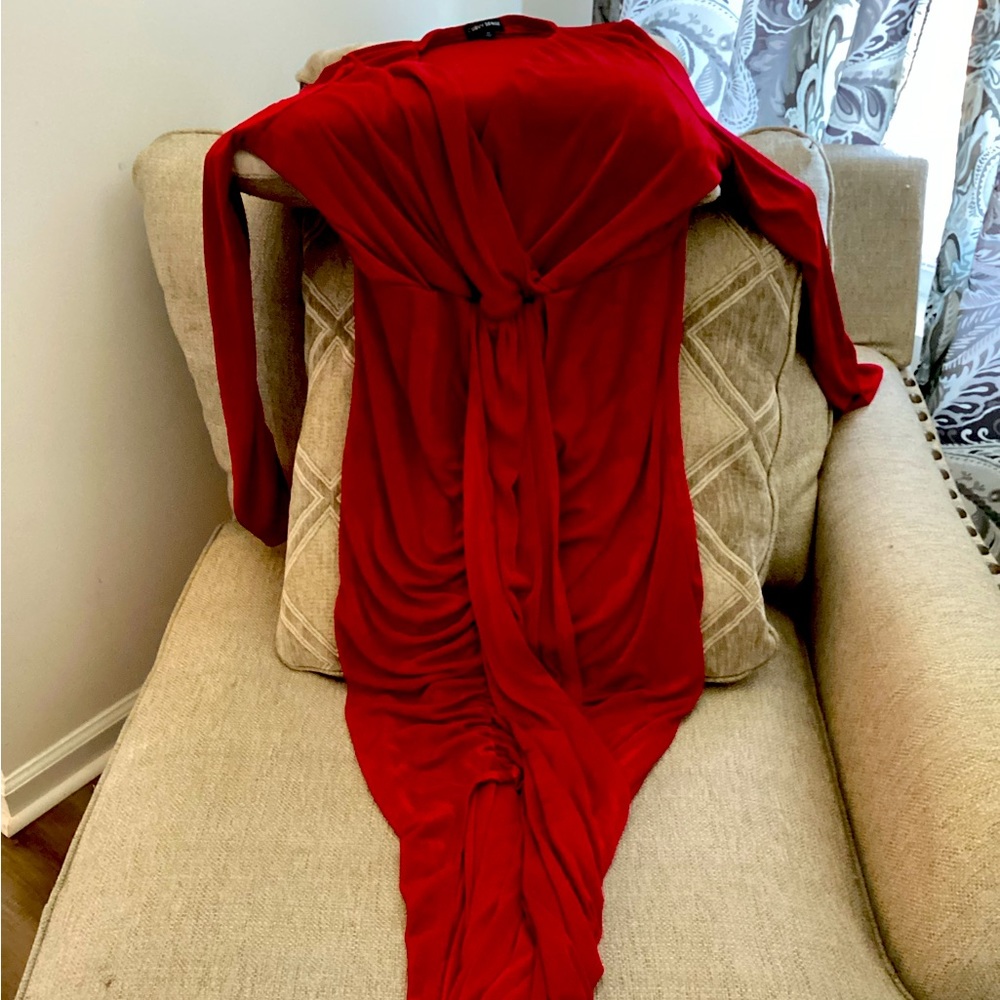 Long red cocktail dress